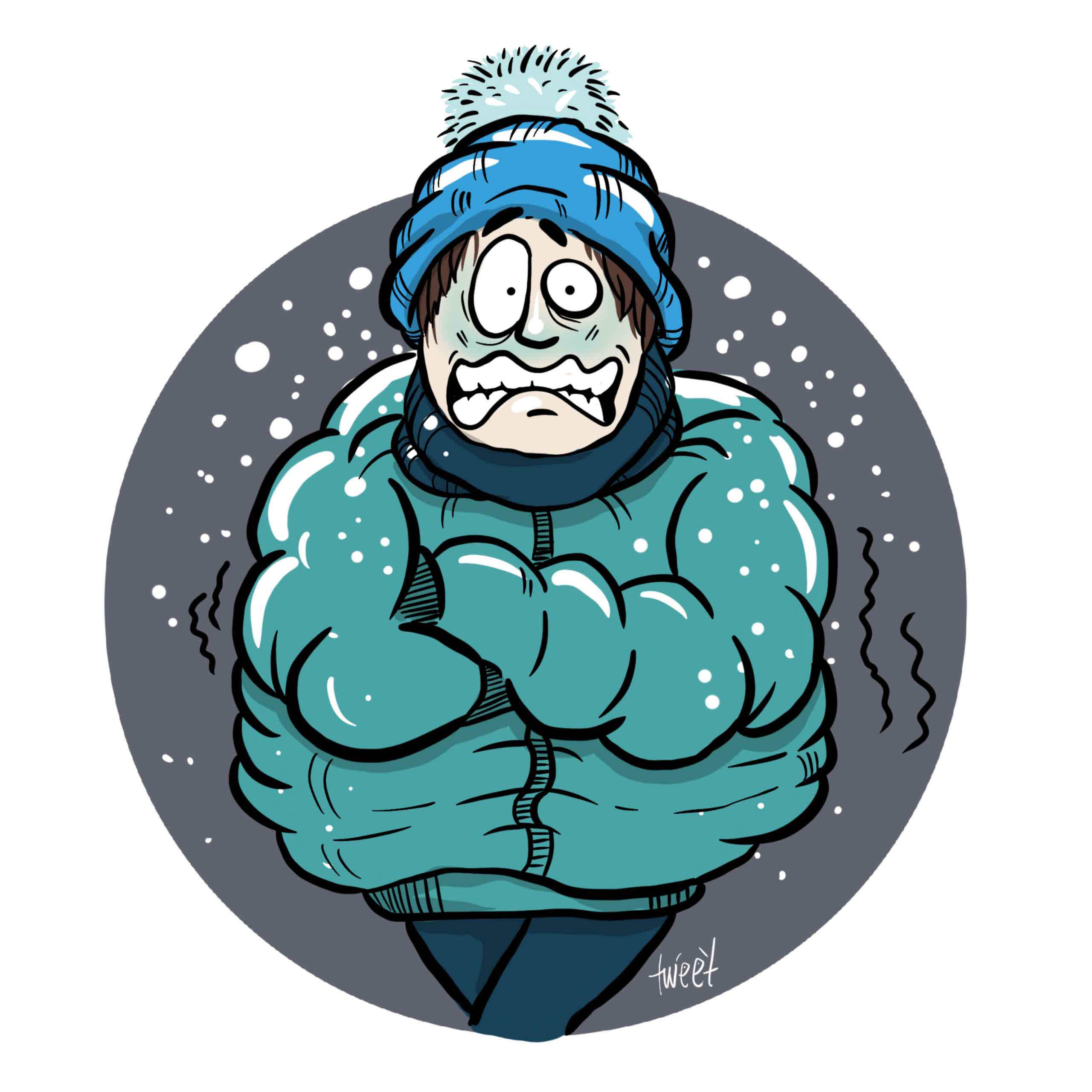 Frierende Frau - Bergsteigerin - Kletter T-Shirt