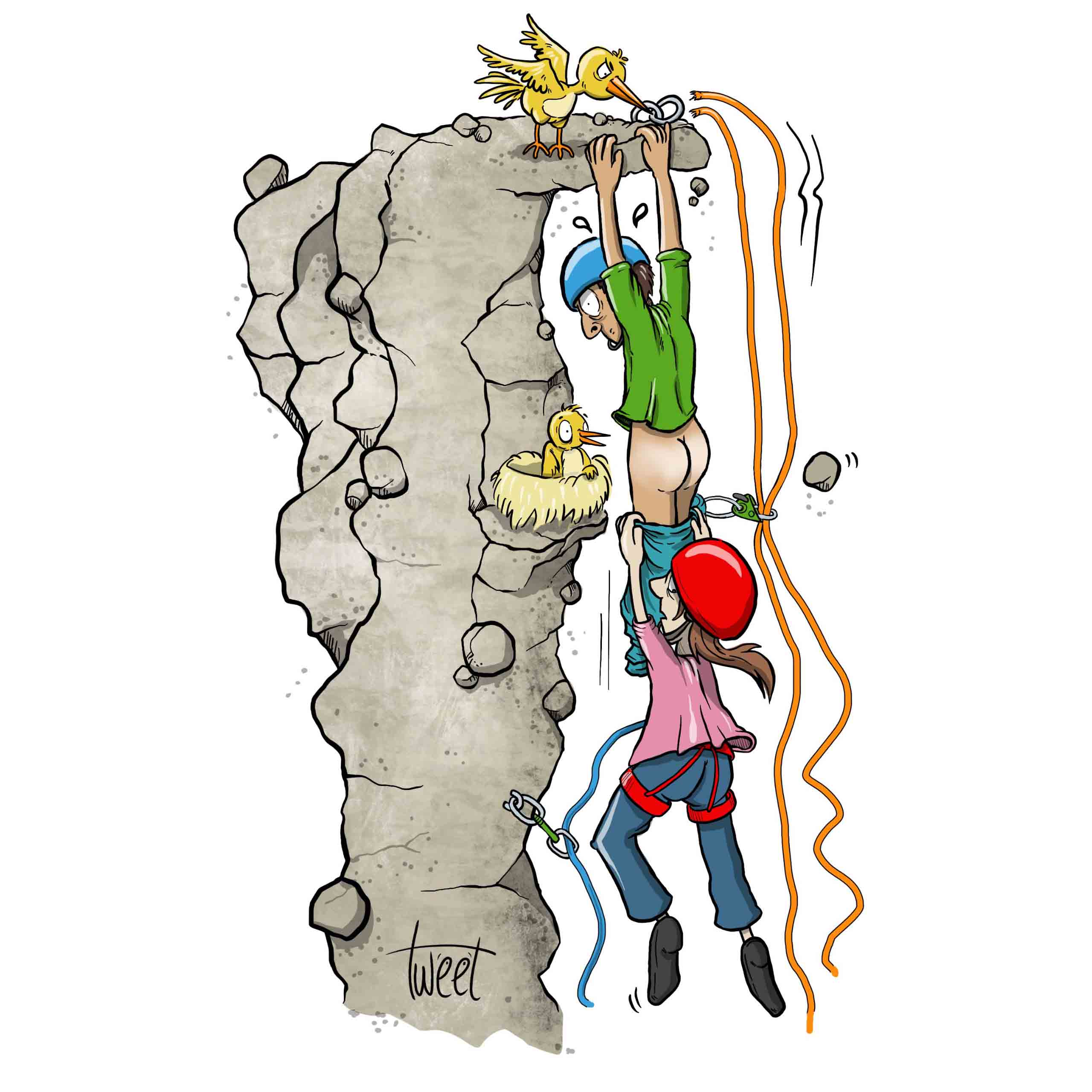 Hilfe - Abstürzende Kletterer - Kletter T-Shirt Hilfe - Abstürzende Kletterer - Kletter T-Shirt