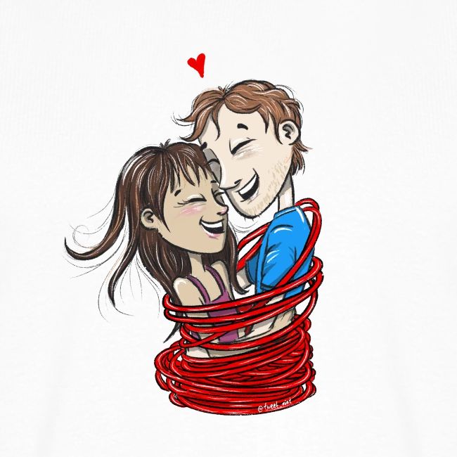 Klettern T-Shirt "Kletterer Liebespaar" - Kletterpärchen im Kletterseil eingewickelt Klettern T-Shirt, Klettern Motive, Bouldern, Wandern, Natur Liebhaber, Outdoor Sport