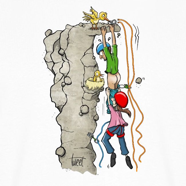 Klettern T-Shirt "Hosen runter" - Kletter Karikatur Klettern T-Shirt, Klettern Motive, Bouldern, Wandern, Natur Liebhaber, Outdoor Sport