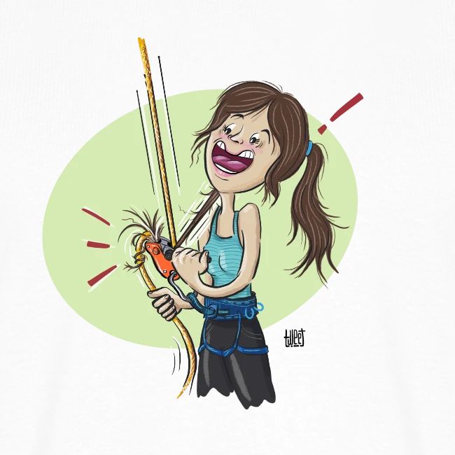 Klettern T-Shirt "Haare im GriGri" - Kletter Karikatur Klettern T-Shirt, Klettern Motive, Bouldern, Wandern, Natur Liebhaber, Outdoor Sport